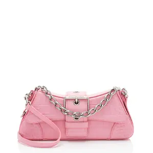 Pre-owned Balenciaga Leather Shoulder Bags Croc Embossed Lindsay Shoulder Bag