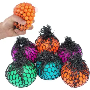 Grape Bunch Squeeze Ball Liquid Filled Ball in Netting, Slime Cool Fluffy, Non Stickys, Stress & Anxiety Relief, Super Soft Sludge Toy, 2" (6-Pack)