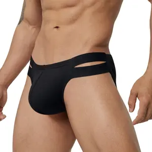 ADANNU Men's Double Waistband Breathable Bikini Briefs - Hollow-Out Design, Sporty & Sexy