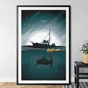 Jaws poster | minimalist poster | Geek decor | Home Decor | Wall art | movie Poster |Frameless Poster