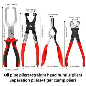 Tiger-style pipe clamp, oil pipe clamp, four-piece oil pipe separation clamp, rubber handle pipe clamp, car repair tool set, pliers, battery not included