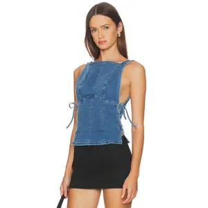 Free People Not My Fault Corset in Denim Baby Blue