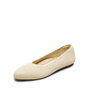 Dream Pairs Women's Almond Toe Arch Support Flats in Eco-Friendly Knitted Fabric