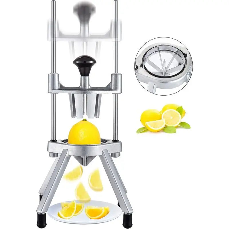 8-Section Commercial Easy Wedger Kitchen Utensil - Stainless Steel Blade Fruit Slicer, Sturdy Aluminum Lemon/Lime Cutter, 4.4 lbs (2 kg), 18.5x7.9x7.9 in (47x20x20 cm) for Home Restaurant Kitchenware