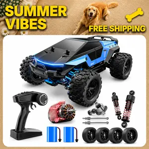 DEERC 1/18 Fast Drift & Racing Remote Controlled Car - 40KM/H RC Stunt Car, 2.4GHz Waterproof Off-Road Truck, Futuristic Body Shell, Extra Drift Wheels, 2 Batteries, Kids’ Toys