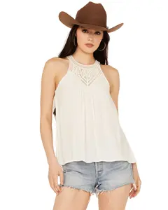 Shyanne Women's Women'S Crochet Halter Tank Top - Swsu24w11-Wht