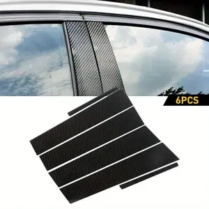 6Pcs For Dodge Charger 2011-2021 Carbon Fiber Car Door Pillar Posts Trim Cover