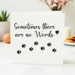 Pet loss condolence card: paw print commemoration grief support