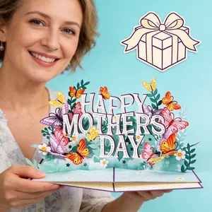 2026 New Mother's Day Card, Happy Mother's Day 3D Card, 3D Design, Perfect for Mom, Wife, or Grandmother, Exquisite Laser-Cut Details, High-Quality Cardstock, Butterfly and Hummingbird Patterns