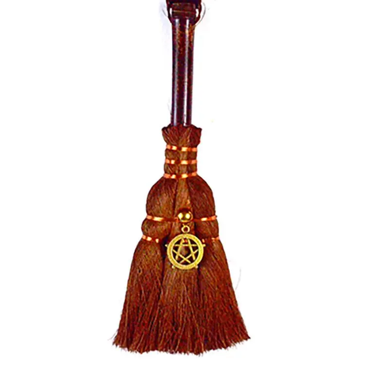 Pentagram Besom Broom 9.5 Inch Wiccan Protection Altar Broom