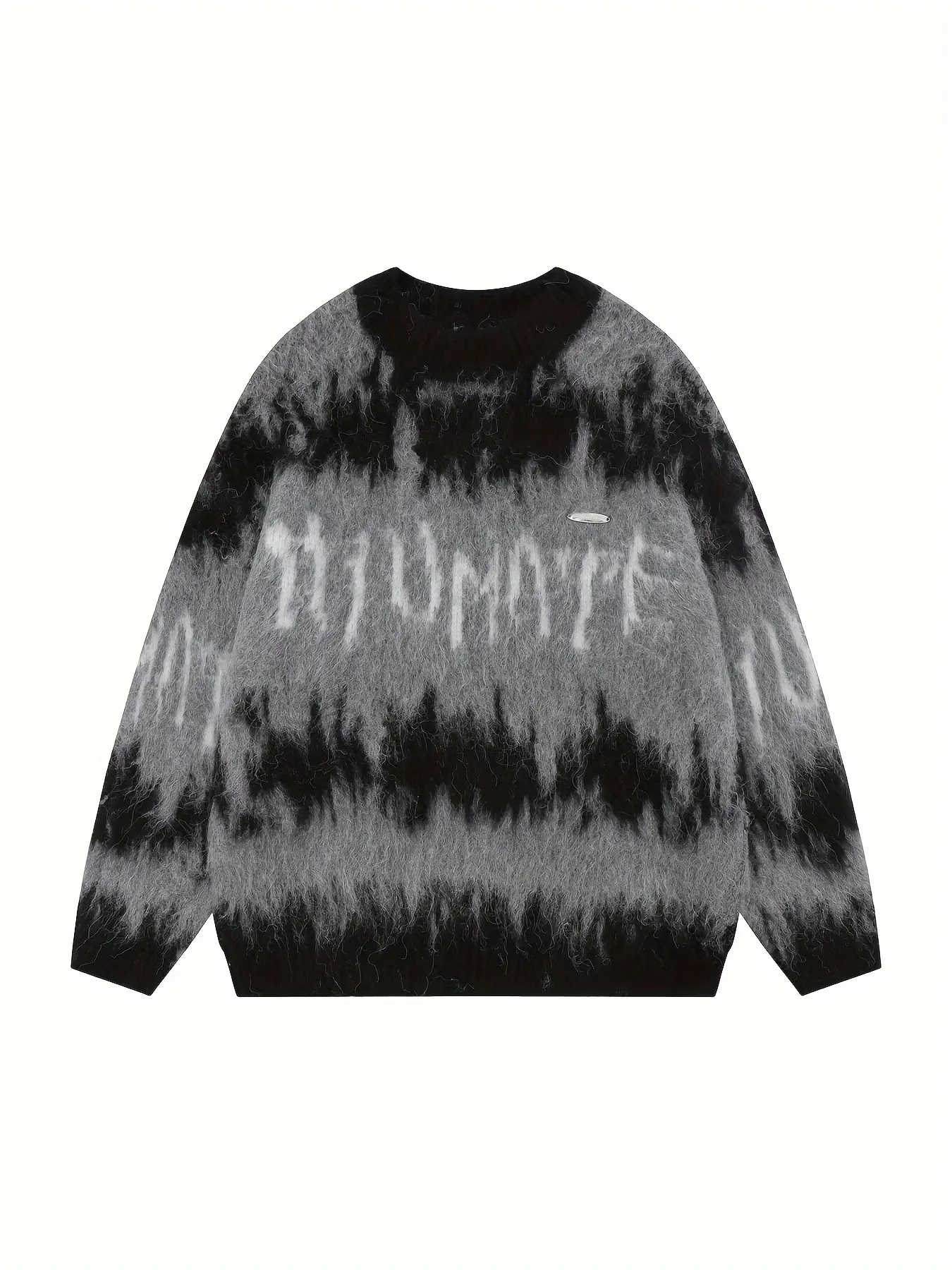 Men's Vintage Mohair Tie-Dye Gradient Sweater, Trendy Fashion Casual Round Neck Knitwear, Versatile American Style Pullover