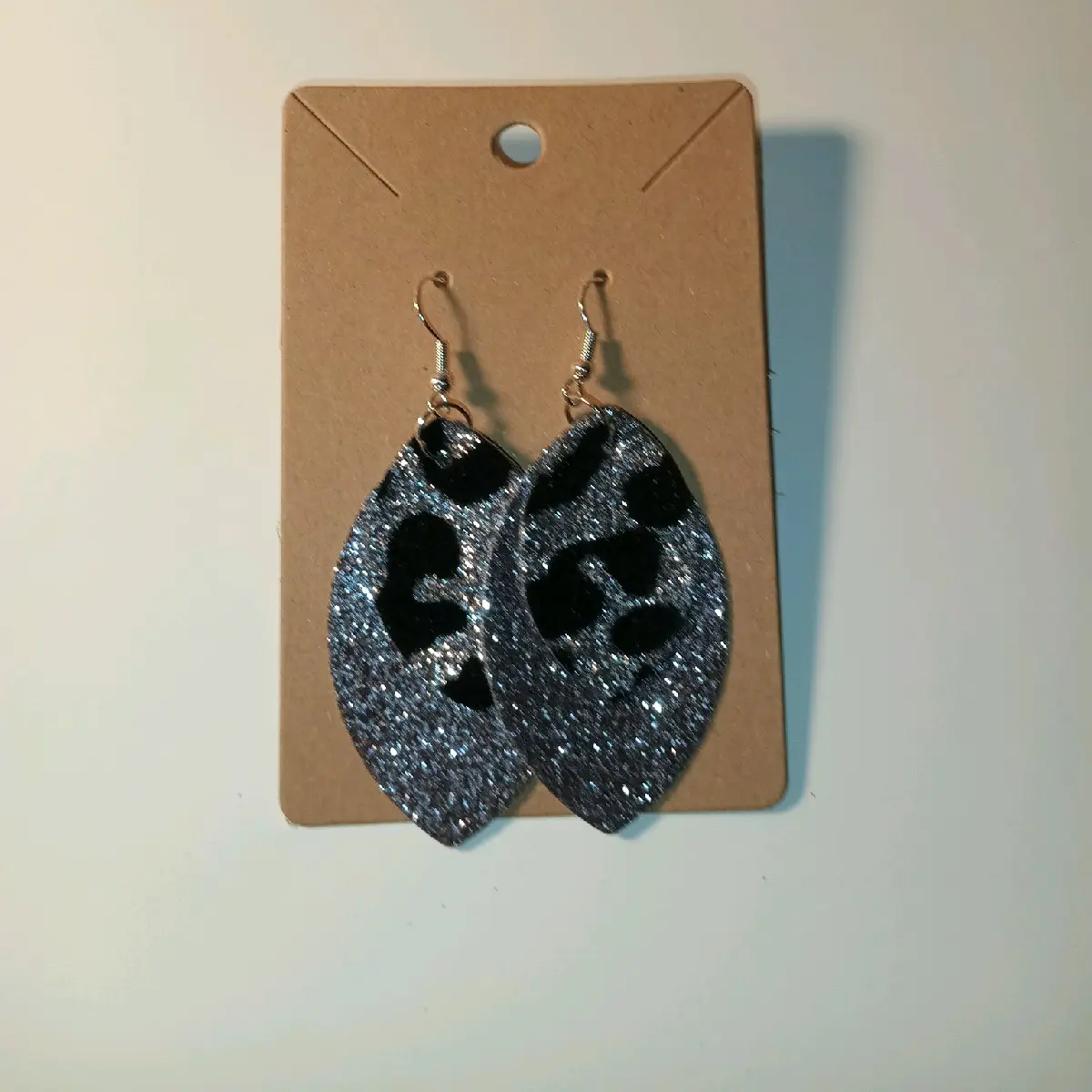 Dark glitter grey animal print Earrings