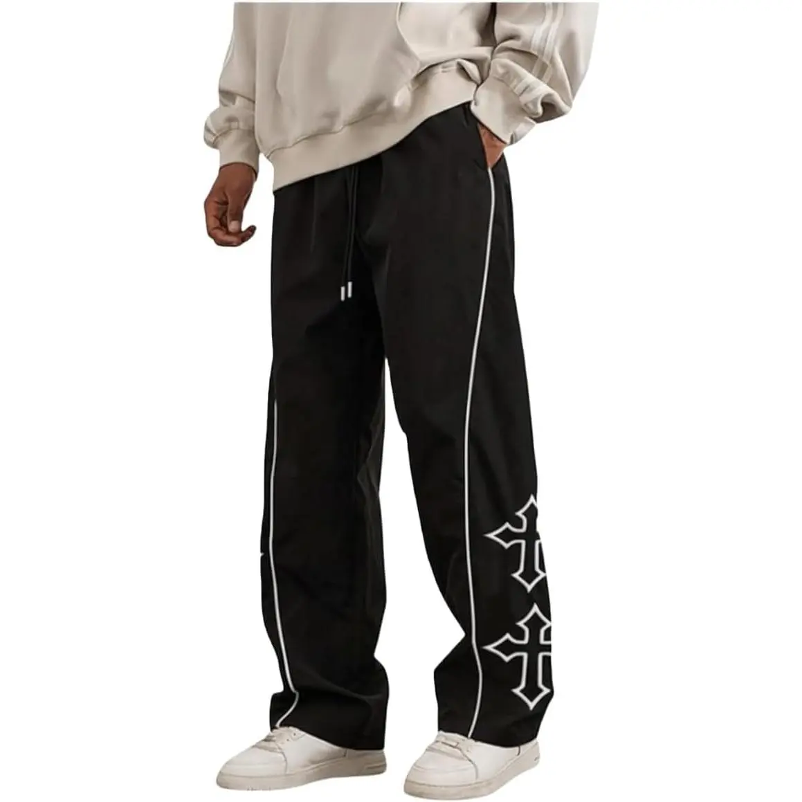QJQ Men's Y2K Baggy Sweatpants Parachute Pants Wide Leg Vintage Track Pants Casual Streetwear
