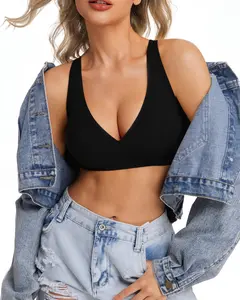 Women's Wireless Bras , Comfortable Wireless Bras Push Up Bralettes Seamless Tshirts Bras Deep V Everyday Bras