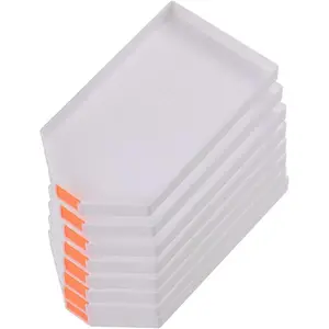 8 count Plastic Bead Sorting Trays Large  Rhinestone Plate Tray  Sorting Trays Cross Stitch  Art Dotting Tool for DIY Art Craft, 6.3 x3.5 inch (White)