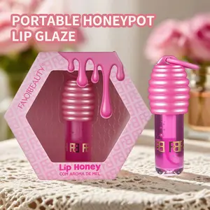 Sweet Honey Lip Gloss Gift Set, Hexagonal Box Packaging, Moisturizing Lip Balm, Honey Scented, Perfect for Daily Commute and Dates