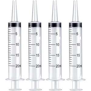 Large Plastic Syringe 4 Pack Measuring Syringe Tools Dispensing Multiple Uses(20 ml)