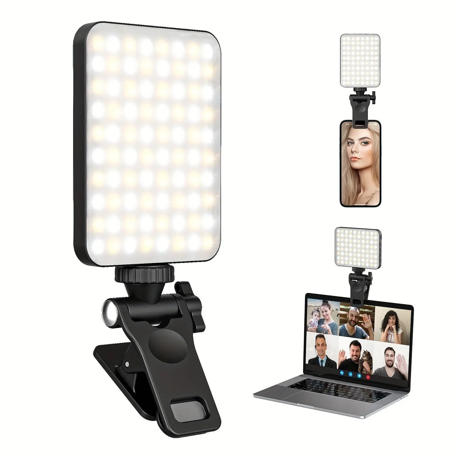 Portable Front & Back Phone Clip Selfie Light,Versatile 2000mAh Rechargeable LED Light Set: Illuminate Your Videos, Conferences,  and Gaming with Portable Front & Back Phone Clip Selfie Light – Perfect for Cell Phones, Tablets,  Accessories Cellphone