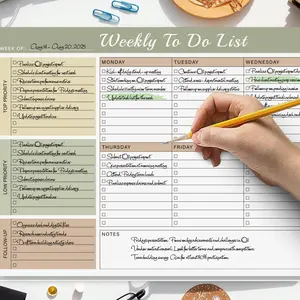 1pc A4 Weekly To-Do List Productivity Planner, Undated Desk Pad Organizer with Top & Low Priority, Follow-Up, Checklist, and Notes, Perfect for Home, Office, and School Task Management, School & Office Supplies