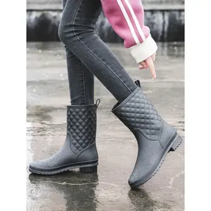 Women's Solid Color Slip-on Rain Boots, 1 Pair PVC Non-slip Waterproof Mid-calf Boots for Women & Girls, Perfect for Students and Outdoor