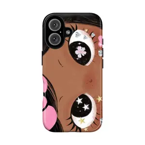 Dreamy INS Glitter Big Eyes Comic Girl Phone Case, Cute Kawaii Anime Tough Cover for iPhone & Samsung Galaxy