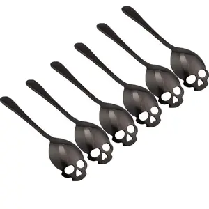 304 Stainless Steel Skull Sugar Spoon Dessert Tea Coffee Stirring Spoon Set of 6