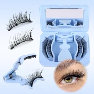 Magnetic Eyelashes with Applicator Magnetic Lashes Fluffy Magnetic Eyelashes without Eyeliner Natural Look Cat Eye Eyelashes Magnetic Lashes with Clamp Reusable No Glue False Eyelashes