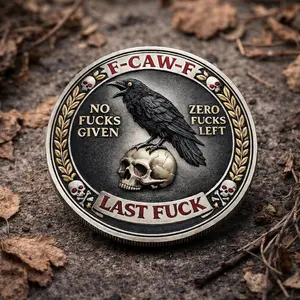 Raven Skull Challenge Coin – Dark Humor Sarcastic Novelty Desk Collectible Keepsake