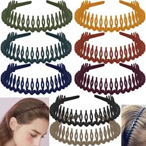 8PCS Shark Tooth Hairbands Skinny Hair Bands for Women Colorful Wavy Headband,No Slip Comb Fashionable Hair Accessories