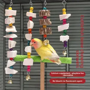 Cuttlefish Bone String for Parakeets, Cockatiels & Lovebirds, Natural Calcium Chew Stick for Beak Grinding &  Pet Health