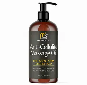 M3 Naturals Cellulite Massage Oil 8oz-Smooth the Appearance of Cellulite AM-Body Care & Skin Care Massage Oil - Topical Collagen and Plant Stem CellBody Oil to Restore Texture and Elasticity-Soothing Body Oil