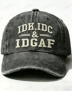 Chaosmoda IDK IDC & IDGAF Vintage Embroidered Baseball Cap Funny Dad Hat for Summer Beach Trips, BBQ Parties & Road Trips