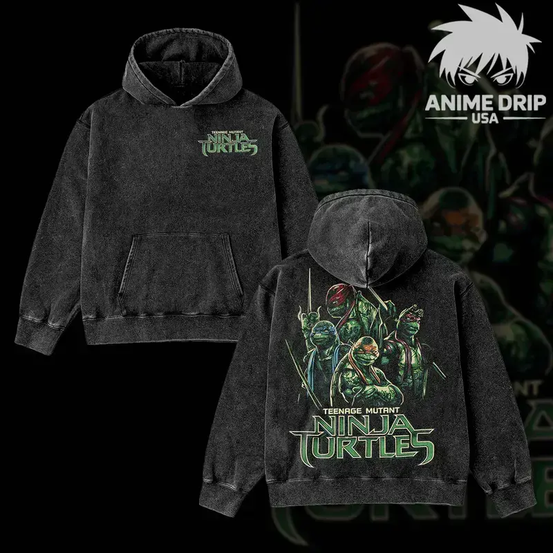 TMNT V2 Print Washed Cotton Hoodie, Vintage Graphic Hoodie Washed For Fans Movie Teenage Mutant Ninja Turtles, Design Top Cotton Streetwear Hoodie Clothes Menswear Womenswear, Hoodie Unisex Hot 2025