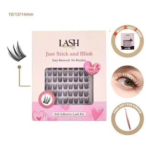 Lashterally Cupid's Love Self-adhesive Lash Clusters Kit 90 Clusters 10mm/12mm/14mm Ultra Lightweight Easy Removal DIY D Curl False Eyelashes for Halloween Party Makeup