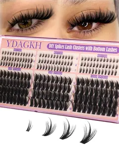 YDAGKH Spiky Lash Clusters 60D 80D 100D Volume Eyelash Cluster Spikes 5-19mm Mega Wispy Cluster Eyelash Extension with Bottom Lashes Fluff Spiky Individuals Eyelashes with Bottom Lash Clusters