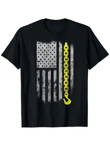 Yellow Tow Hook Chain Flag America Tow Truck Driver T-Shirt Suitable for unisex personality casual round neck outdoor short-sleeved t-shirt slightly elastic 100% cotton S-XXXL