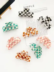 Checkerboard Pattern Hair Claw, Hair Clip, Fashionable Hair Accessories for Women & Girls, Casual Versatile Hair Accessories for Daily Wear
