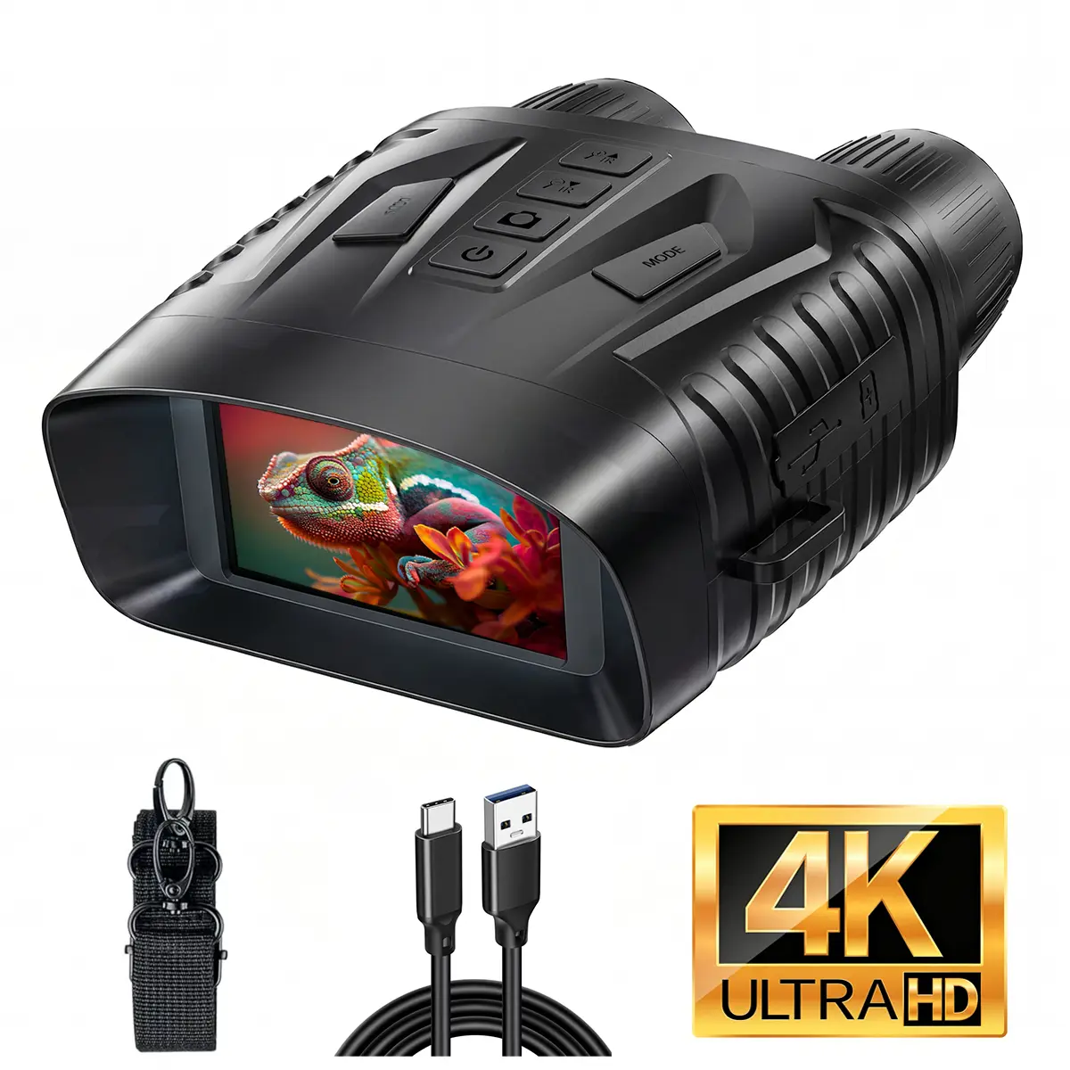 Tactical Night Vision Goggles for Adults, Portable Binoculars with 3" Wide Display and 6x Digital Zoom, Includes Rechargeable Batteries & 64GB Card for Hunting & Camping, 64Gb Tf Card, Long-Distance Night Vision Binoculars & Goggles, Wide Field View Night