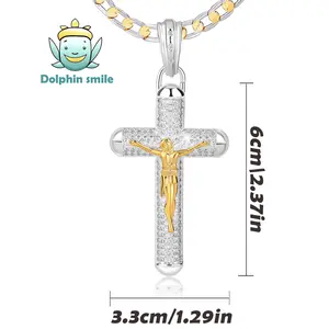 Jesus Cross Necklace Men's Cuban Necklace Cuban Chain San judas tadeo chain Jesus Necklace