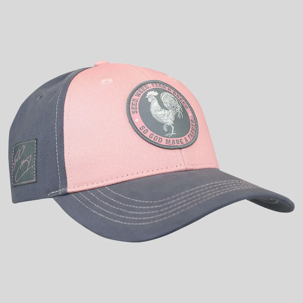 So God Made A Farmer Womens Cap Logo Chicken, Cotton Twill, Farmers, Baseball Cap, Front Patch, Snap Closure, Accessories For Women, Chicken Logo, Structured Fit, 100% Cotton Hats, Do Not Wash, Logo Chicken™ Design