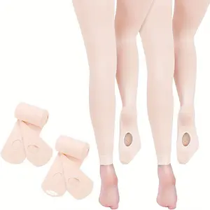 Girls' ballet bodysuits, convertible transitional dance bodysuits, children's ballet bodysuits ultra soft with feet suitable for children