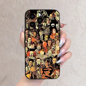 Horror Character Collage Phone Case, Anti-Fingerprint, Full Lens Protection, Shockproof. Phone case suitable for iPhone 11 - 16 Mini Plus Pro Max series. Phone Case & Cover T104