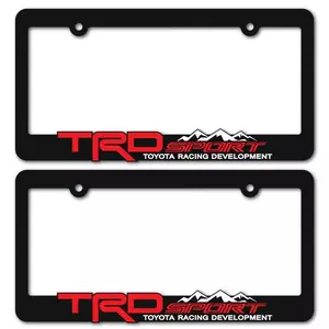 TRD-Style Black License Plate Frames – Fits Toyota Tacoma, Tundra & 4Runner | Durable ABS, Aggressive Off-Road Look | 2-Pack w/ Brackets
