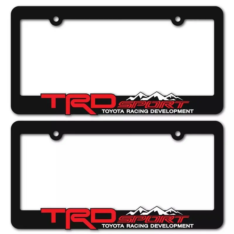 TRD-Style Black License Plate Frames – Fits Toyota Tacoma, Tundra & 4Runner | Durable ABS, Aggressive Off-Road Look | 2-Pack w/ Brackets