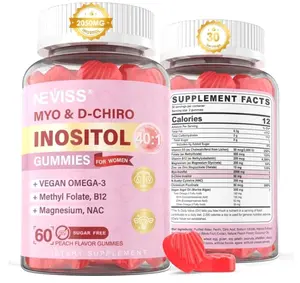 Myo-Inositol & D-Chiro Inositol Gummies Sugar Free, Ideal 40:1 Ratio Inositol Supplement for Women w/ Vegan Omega-3, D3, Magnesium, Methyl Folate, B12, Inositol Multivitamin for Women's Overall Health
