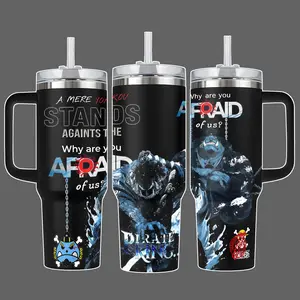 Jinbe “A Mere Yonko Stands Against The Pirate King / Why Are You Afraid Of Us” Anime Stainless Steel Insulated Tumbler 20oz 40oz With Handle & Straw Lid Full OPiece Wrap Ocean Power Design
