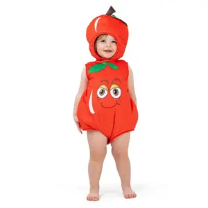 Apple Costume Dress For Babies | Baby Fruit Romper with Hood, Leaf & Stem - Easy Diaper Change - Cute & Comfy Halloween Outfit for Toddlers Boys & Girls