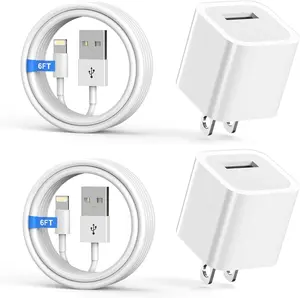iPhone Charger,[MFi Certified] 2Pack 6FT Lightning Cable Data Sync Charging Cords With 2Pack USB Wall Charger Travel Plug Adapter Compatible with iPhone 14/13/12/11/Mini/XS/Max/XR/X/8/7/SE