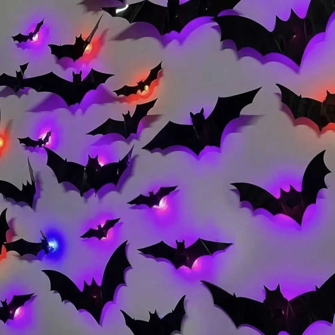 3D Halloween Bat Wall Decorations with Adhesive Pads, Black Flying Bat Decor in Assorted Sizes for Walls, Windows, Doors, Haunted House & Party Supplies