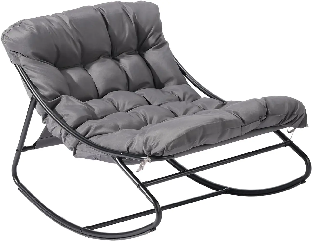 VINGLI Outdoor Rocking Chair, Comfortable Cushioned Lounge Chair for Indoor & Outdoor, Supports 400 LBS